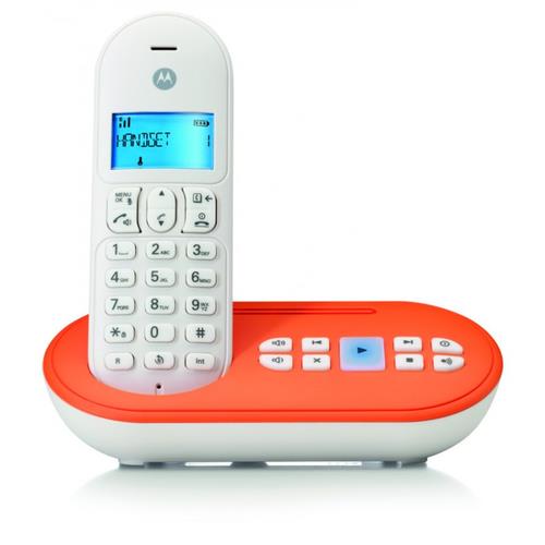 MOTOROLA Telefono fisso Cordless Motorola T111 bianco e arancio